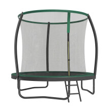 Outdoor Kids Jumping Mat, 244 cm Diameter Trampoline with Safety Net, Steel Frame, Ladder, for Garden, Black and Green