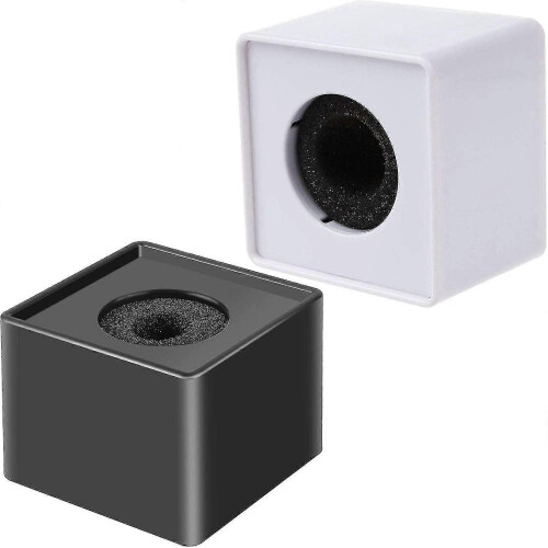 2 Pieces Portable Square Cube Shaped Interview Mic Microphone Flag Station Logo Superior Abs Material
