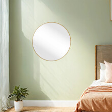 (Metallic Gold) Round Mirror, 61 cm Bathroom Mirror for Wall, Metal Frame, Easy to Install, Modern Wall Mirror for Bathroom, Living Room