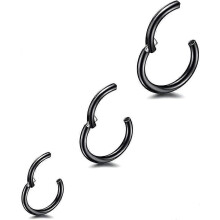 3 Pcs 8/10/12mm 16g Stainless Steel Nose Ring Black Women Men Septum Clicker Ring Nose Gift