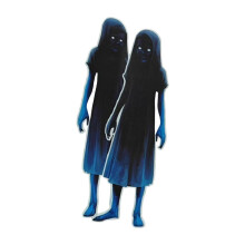Style A 2 Pieces Halloween Girl Signs Halloween Spirit Twins Yard Sign Ground Stake 2D
