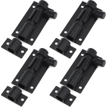 Verrou à barillet coulissant en alliage d'aluminium noir de 2 pouces, compatible avec les systèmes de sécurité de porte, lot de 4 avec vis.