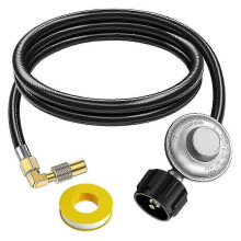 5FT Propane Adapter Hose with Regulator QCC1 Fitting for Gas Grill Replacement with Elbow Connector