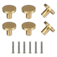 6 pezzi Pomello per mobile dorato Maniglia rotonda per anta del mobile dorato Pomelli per mobile in ottone spazzolato