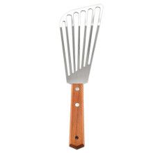 Spatola per pesce in acciaio inox, spatola per pesce con manico in legno, spatola forata, spatola in metallo da cucina