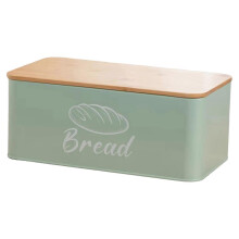 Green Bread Box with Bamboo Lid Multipurpose Kitchenware Gifts Bread Bin Storage