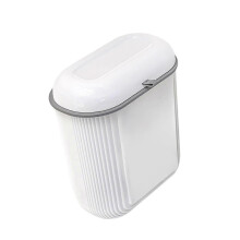 white Hanging Trash Can with Lid Kitchen Compost Bin Mountable Compact Generous 12L