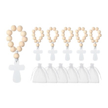 6 Rosary 6 Pouches Wooden Rosary Crucifix with Pouch Decorative Prayer Cross to Hold Religious