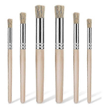 6pcs Wooden Stencil Brushes Painting On Wood Natural Bristle Stencil Brush Art Brushes