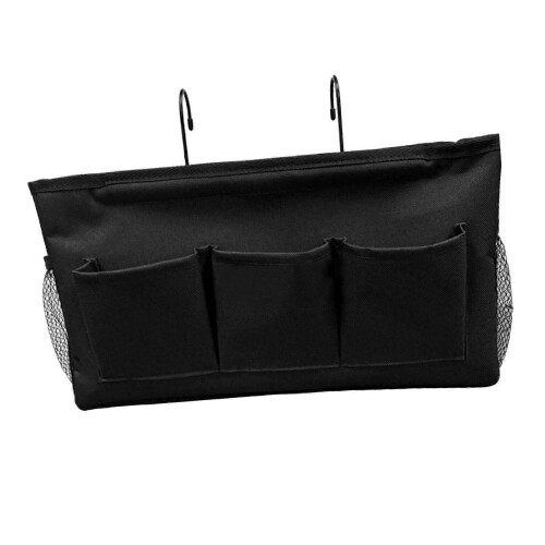 Black Bedside Pouch Storage Bag Hanging Bed Storage Organizer Side Mesh Pockets Bunk 1