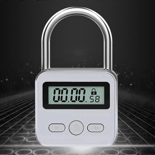 Metal Timer Lock LCD Time 99 Hours Max Timing USB Timer Padlock-Good 1