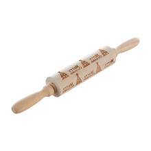 Christmas Tree Embossed Wooden Rolling Pin Kitchen Decor DIY Kitchen Tool Cookie Stamps Roller