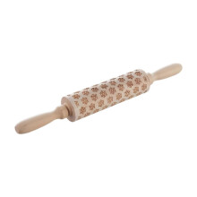 Snowflake Embossed Wooden Rolling Pin Kitchen Decor DIY Kitchen Tool Cookie Stamps Roller