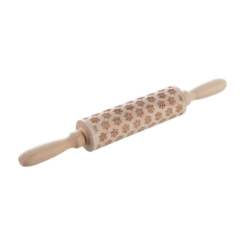 Snowflake Embossed Wooden Rolling Pin Kitchen Decor DIY Kitchen Tool Cookie Stamps Roller