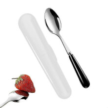 Grapefruitlepels met ronde, gekartelde randen voor fruit en desserts, roestvrijstalen lepels met keramische handgreep en opbergdoos.