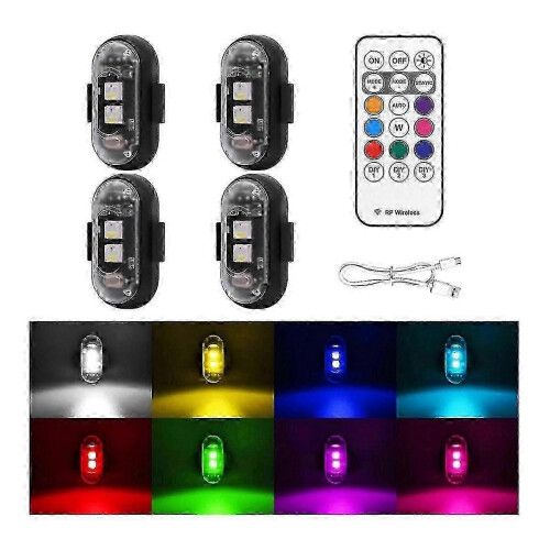 USB Charging Waterproof 4PCS Wireless LED Strobe Lights with Remote Control, 8 Colors for Emergency Warning 1