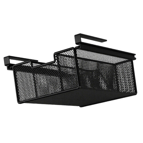 black Hanging Pullout Drawer Basket under Cabinet Organizer Space Saving under Shelf 2