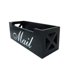 black Wooden Mail Organizer Mail Holder Multipurpose Desk Accessories Lightweight