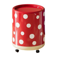 White Trash Can with Wheels Waste Basket and Lid Simplistic Household Garbage Bin