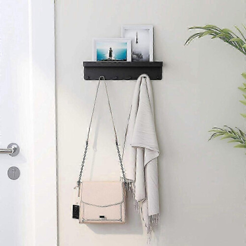Vintage self-adhesive key rack with 6 hooks & shelf, for hallway/kitchen/office 2