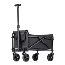 Heavy Duty Foldable Camping Cart Wagon with 4 Wheels Portable Collapsible Utility Trolley for Beach, Picnic, Shopping & Garden Use Black