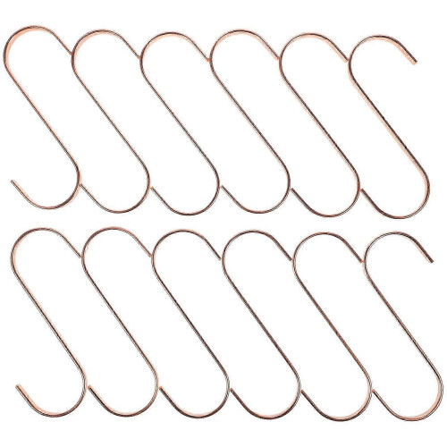 Tiny S Hooks Practical Design Metal Hanging Hooks for Home Organization Rose Gold 12Pcs 1