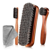 4 Pcs Horsehair Shine Shoes Brush Kit Polish Dauber Applicators