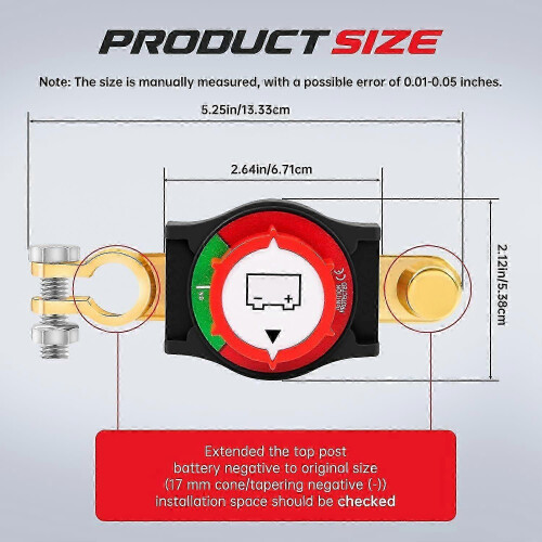Top Post Battery Disconnect Switch, Car Battery Disconnect Switch 12V-48V 1