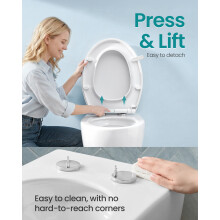 O-Shaped Toilet Seat, Soft-Close WC Seat and Lid with Handle, Quick-Release, Easy to Install, PP Plastic, Supports up to 300 kg, White