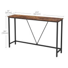 VASAGLE Console Table for Hallway, Slim Sofa Table for Living Room, Hallway Table, Easy Assembly, Rustic Brown and Ink Black LNT020B01