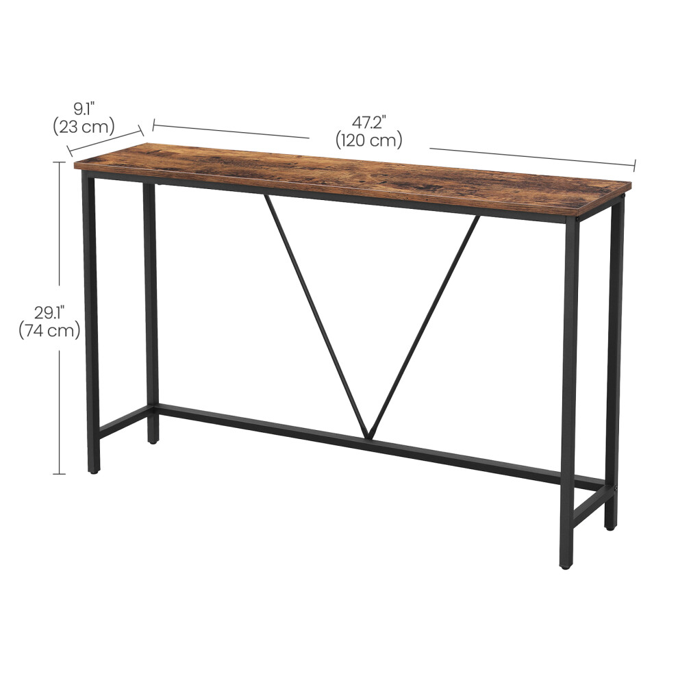Vasagle Console Table For Hallway, Slim Sofa Table For Living Room, Hallway Table, Easy Assembly, Rustic Brown And Ink Black Lnt020b01 Black,Brown