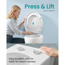 O-Shape Toilet Seat Soft Close, with Handle, Quick-Release, Universal Toilet Seat, Easy Installation, Duroplast, 300 kg High Load, Heavy-Duty, White