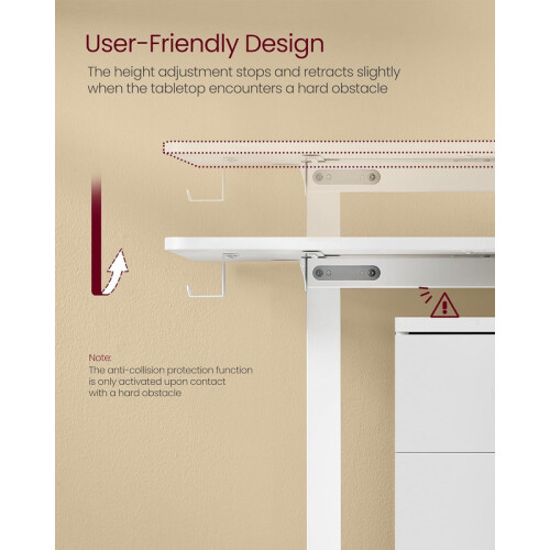 VASAGLE (Cloud White) Electric Standing Desk, Height Adjustable Desk, 160 x 70 cm, Continuous Adjustment 2