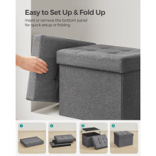 (Dark Grey) Storage Ottoman, Foldable Small Ottoman Foot Rest,Ottoman with Storage, Load up to 130 kg, for Living Room, Bedroom, Dorm, Camel Brown