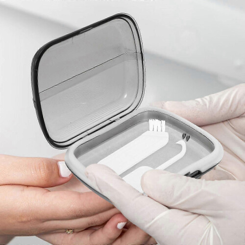 Grey Denture Case Household Retainer Case for Storage 2Sets Plastic Box 1