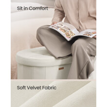 (Cream White) Storage Ottoman Bench, Storage Chest, Folding Foot Rest Stool, Easy Assembly, for Living Room, Entryway