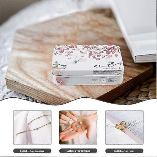 Decorative Rectangular Tin Box for Storage 6Pcs Floral Printed Metal 2