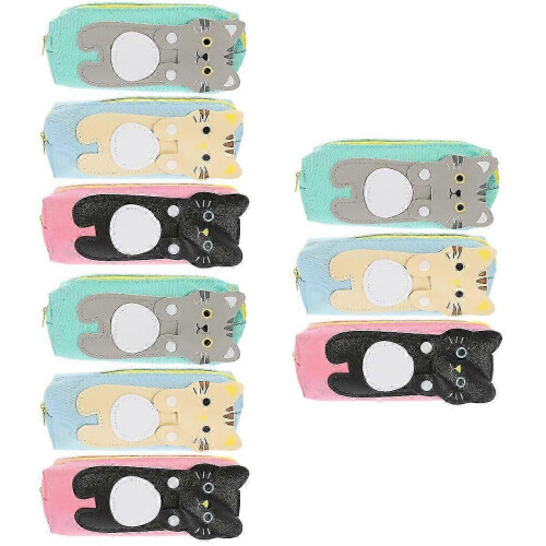Cat Pencil Case Large Capacity for Storage Use 9Pcs Assorted Color Canvas 2