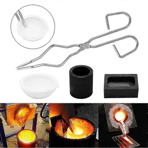 6 Pcs Torch Melting Silver Graphite Crucible Kit Graphite Crucible Ingot Mold Casting Tools Square Graphite and Quartz 1