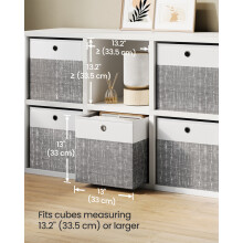 Storage Boxes, Set of 6 Storage Cubes, Fabric Organiser Baskets with PP Panels, Odourless, Foldable for Cube Shelves,Cloud White and Cattail Grey