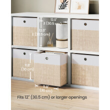 (Cloud White, Sand Beige) Storage Boxes, Set of 6 Storage Cubes, Fabric Organiser Baskets with PP Panels, Odourless