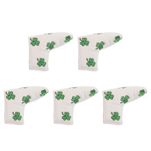 5Stk PU Putter Mallet Cover Weiß Mit -Kleebestickung Golf Schutz