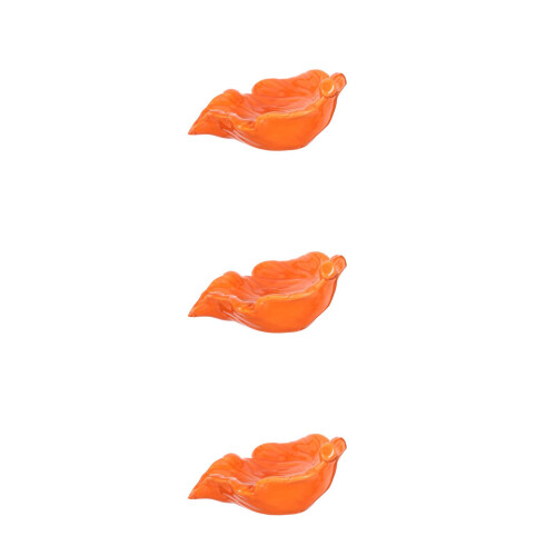 3Pcs Orange Ceramic Soap Saver Plate Leaf Shape with Spout for Shower 1