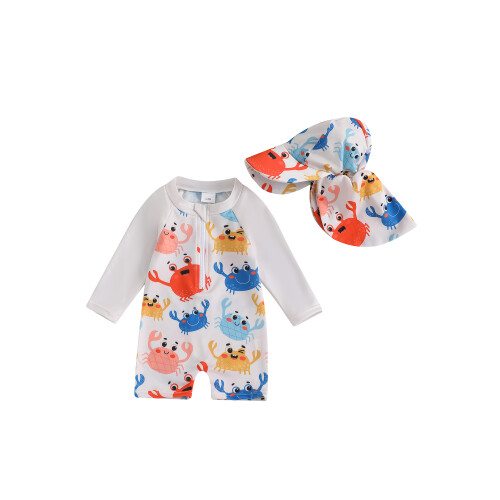 (12-18 Months, Multi-Color) Μαγιό Rash Guard μακριά μανίκια.