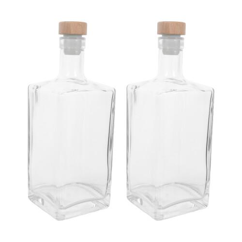 2Pcs Empty Glass Bottles with Sealing Lid for Whiskey and Brandy