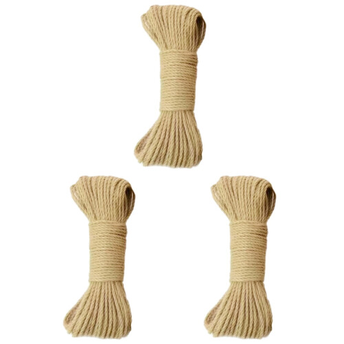 3Pcs Natural Thick Jute Rope Light Brown for Crafting Strong Binding