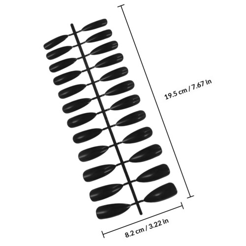 72Pcs Fancy Black False Nails Durable ABS Material Long Fake Nails 1