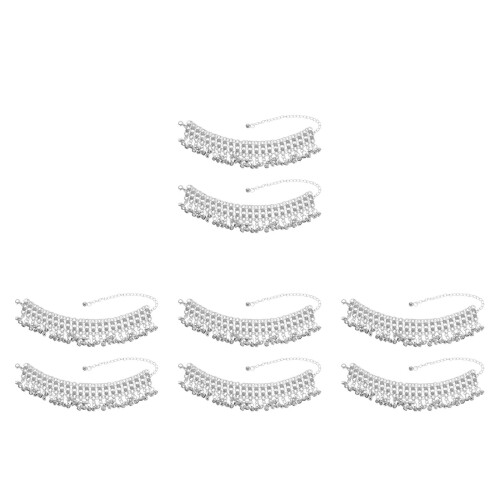 8Pièces Accessoire Métal Pompons Argent Pour Plage 1