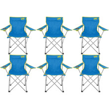 6 Yello Folding Beach Chairs For Camping, Fishing Or Beach - Blue