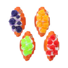 4Pcs Mini Croissant Toy PVC Bread Model with Fruit Cream for Display